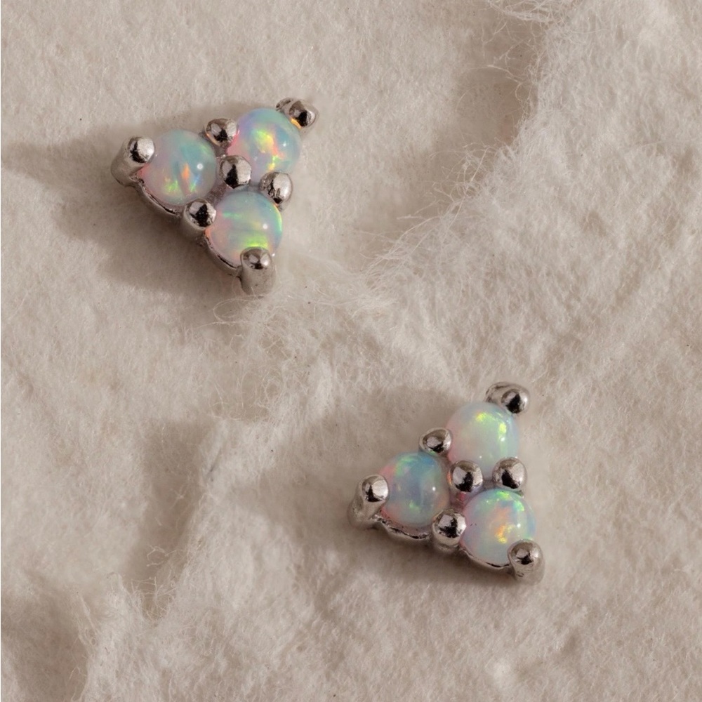 3 Pairs Silver Stud Flat Back Earrings by Caitlyn Minimalist - Picture 11 of 11